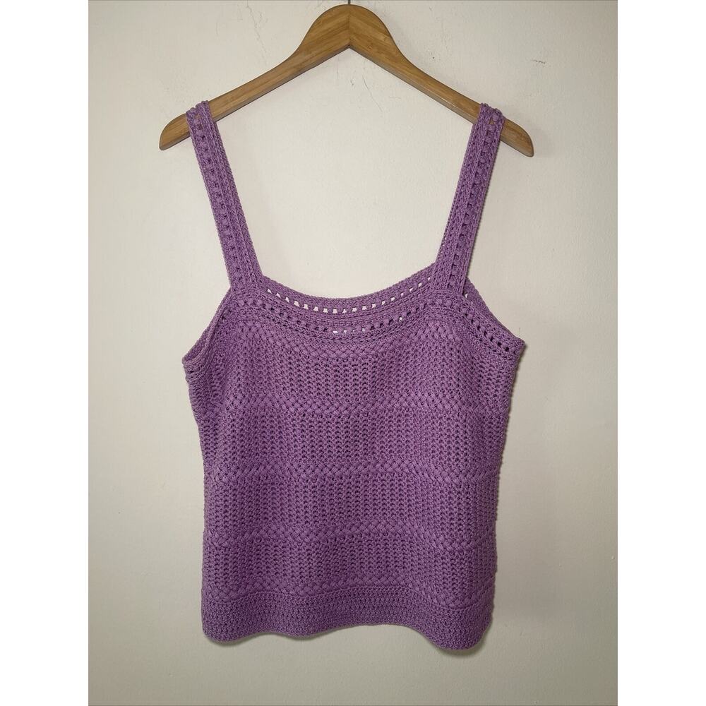 Vince Lavender Crochet Square-Neck Tank - Picture 6 of 10